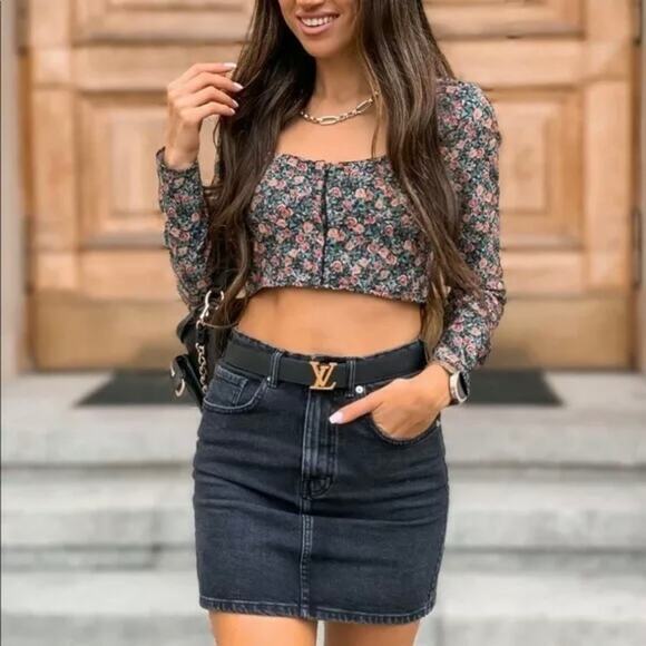 Zara Top Womens Small Corset Bustier Cropped Rose Floral Print Cottagecore Boho - Picture 4 of 16